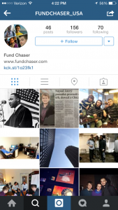 Fundchaser account on Instagram shown on a phone