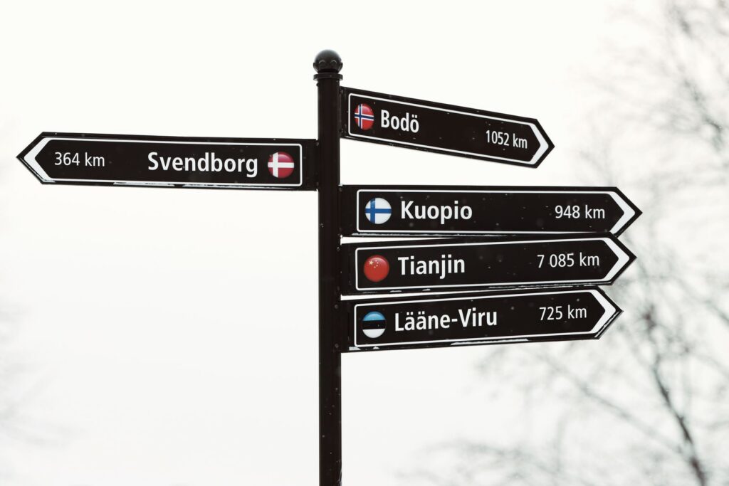 Signpost with arrows pointing in different directions
